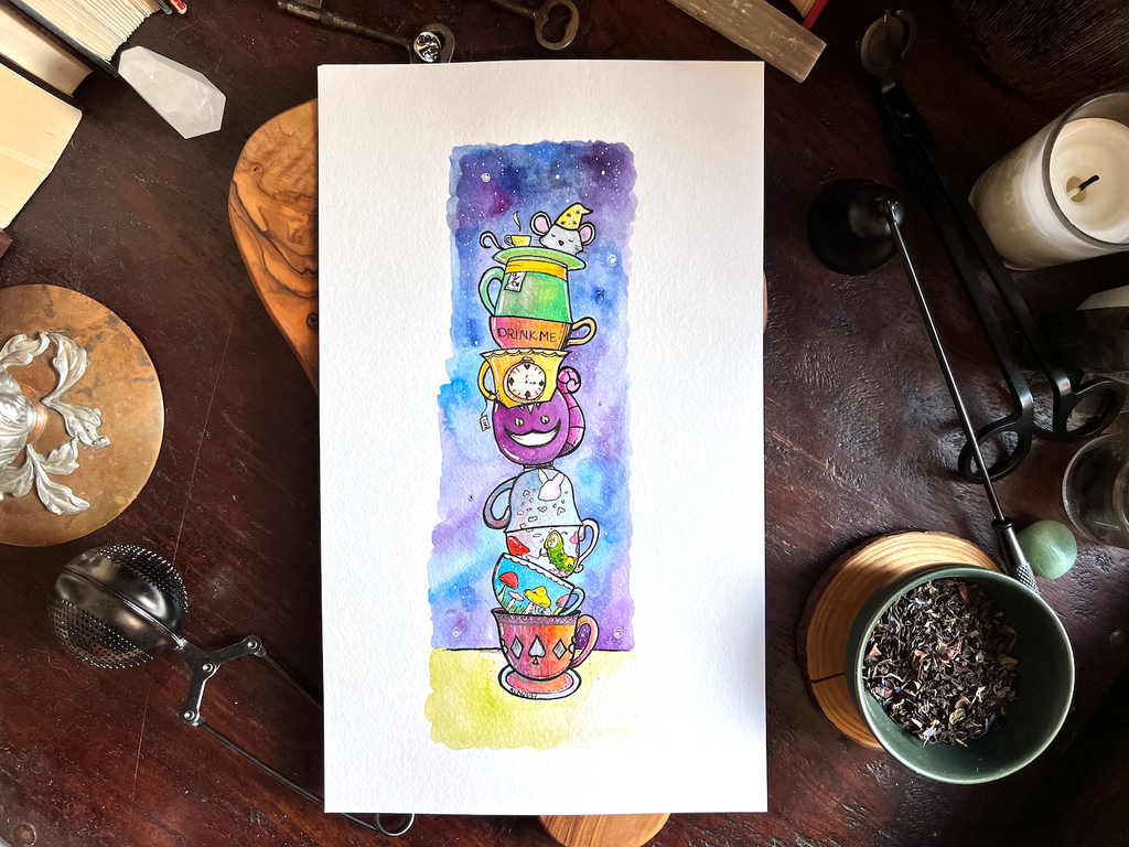 Alice in Wonderland Teacups (Original Watercolor Painting) – Riddle's ...