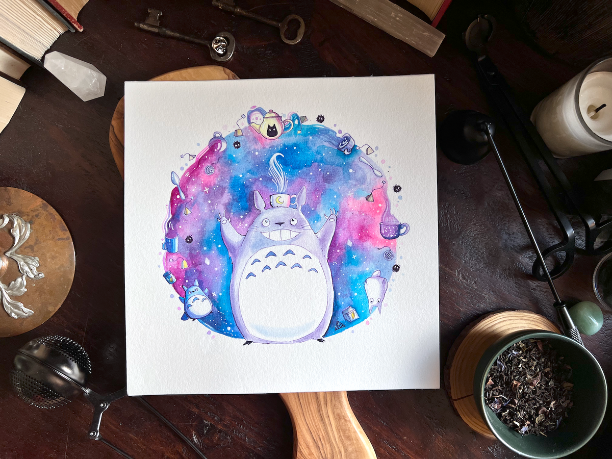 Totoro Tea Magic (Original Watercolor Painting) – Riddle's Tea Shoppe