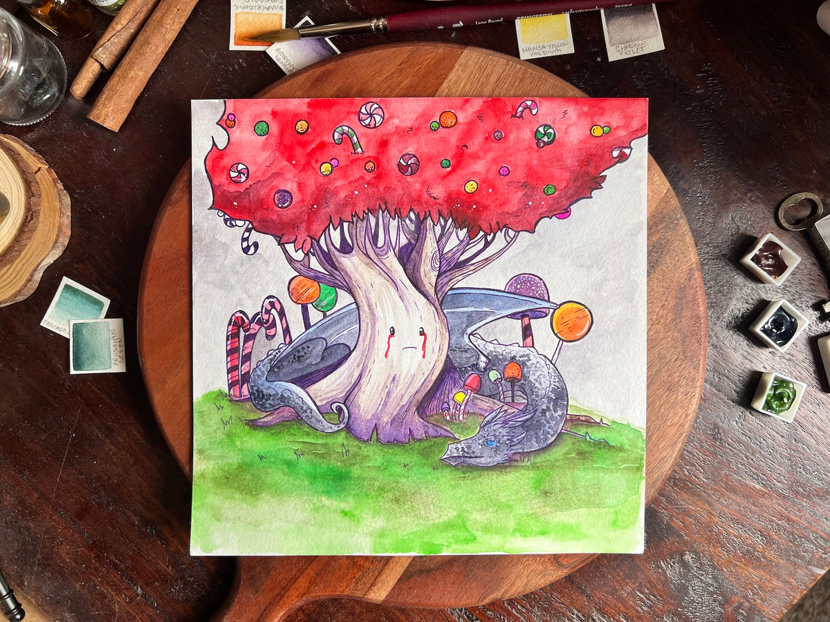 Weirwood in Candy Land (Original Watercolor Painting) – Riddle's Tea Shoppe
